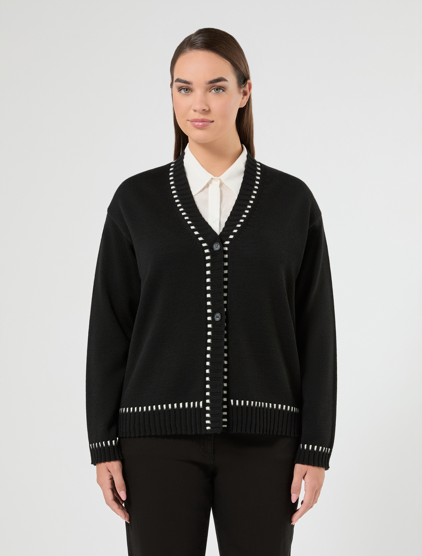 Cardigan en laine mélangée - NOIR - Marina Rinaldi - 3