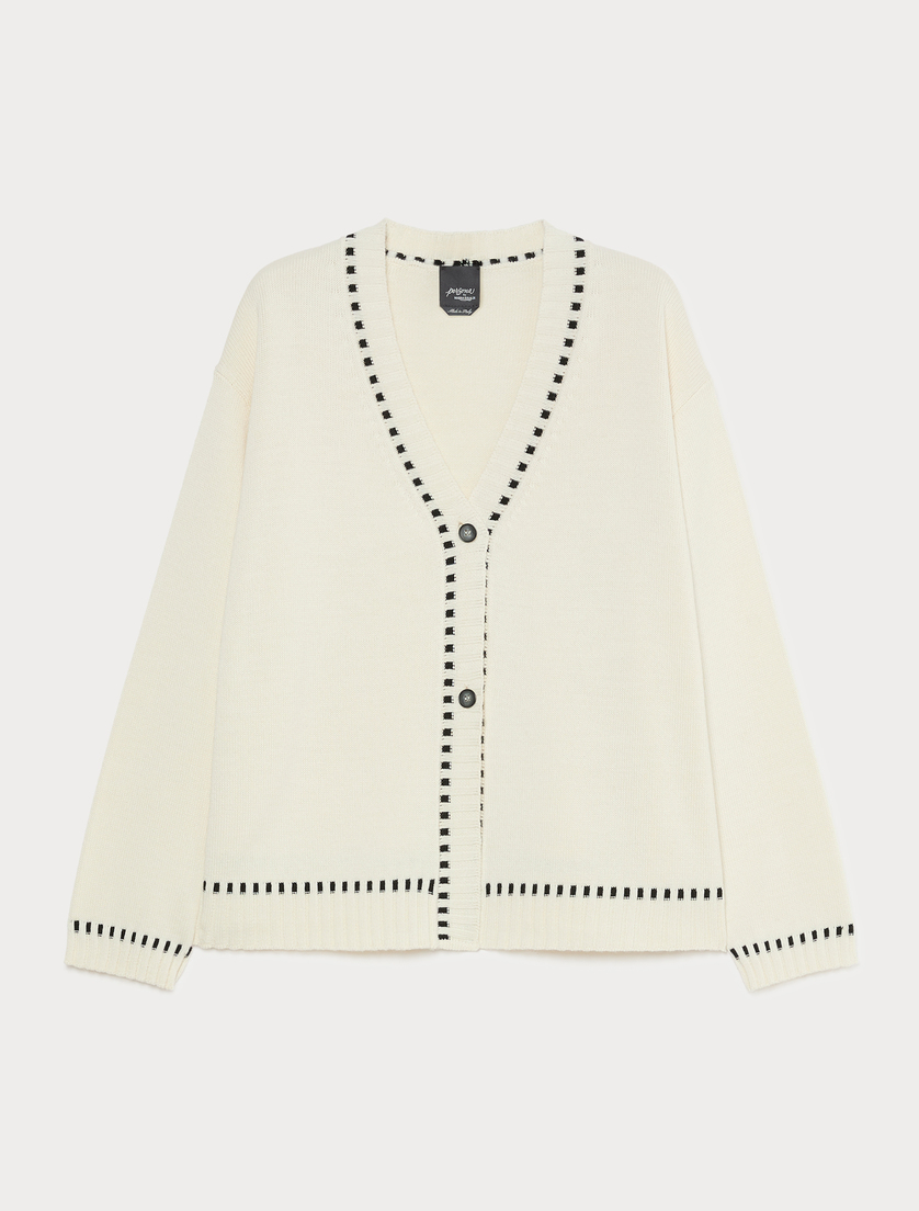 Cardigan en laine mélangée - BLANC - Marina Rinaldi