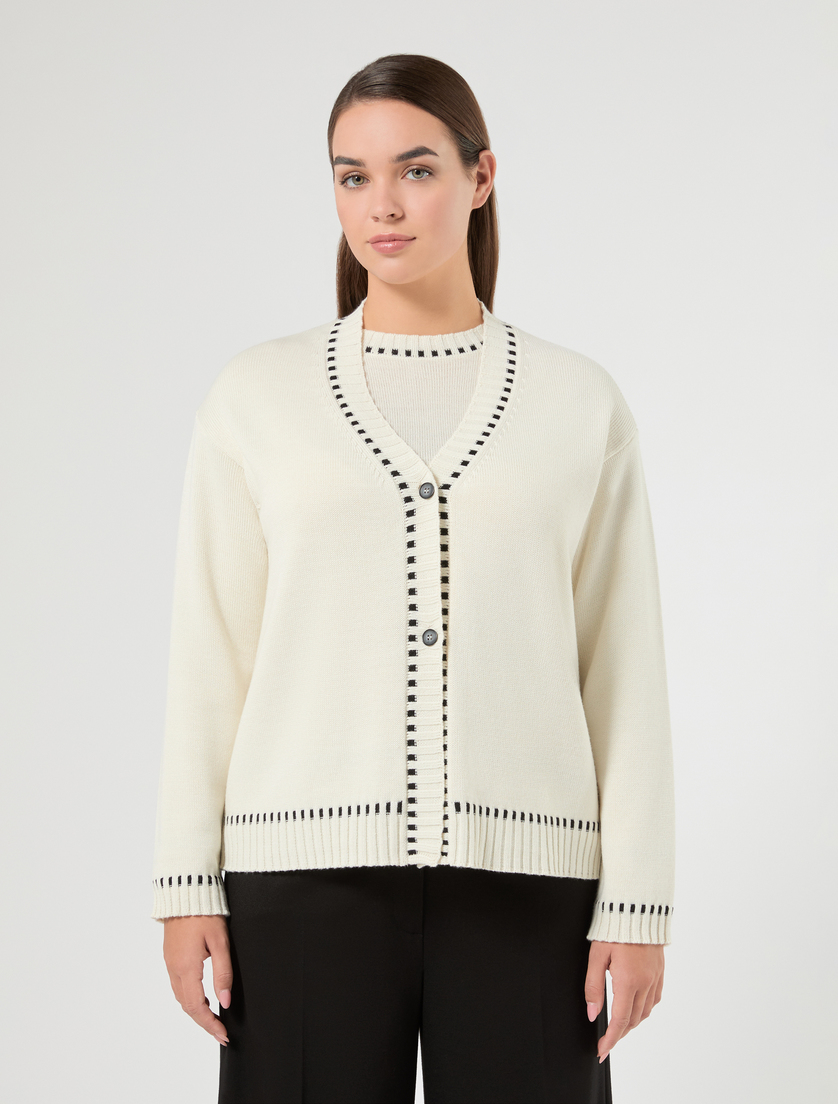 Cardigan en laine mélangée - BLANC - Marina Rinaldi - 3