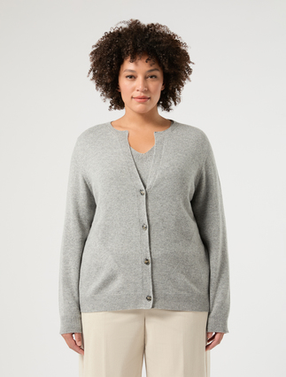 Cardigan aus Wolle und Kaschmir - HELLGRAU - Marina Rinaldi - 3