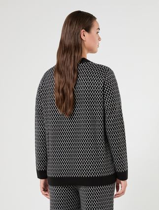 Cardigan in misto lana jacquard - NERO - Marina Rinaldi - 4