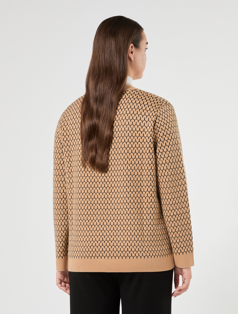 Jacquard wool-blend cardigan - CAMEL - Marina Rinaldi - 4