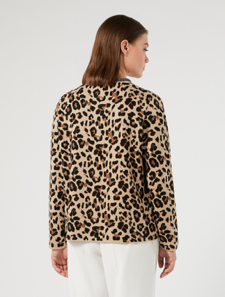 Jacquard wool-blend cardigan - CAMEL - Marina Rinaldi - 4
