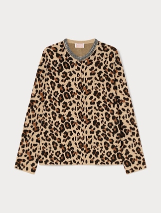 Jacquard wool-blend cardigan - CAMEL - Marina Rinaldi - 1
