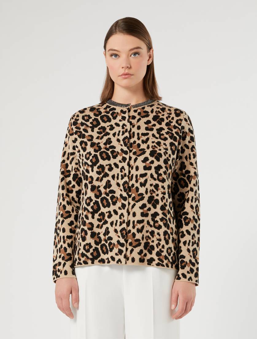 Jacquard wool-blend cardigan - CAMEL - Marina Rinaldi - 3