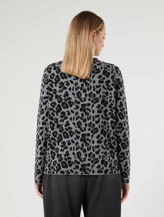 Jacquard wool-blend cardigan - MEDIUM GREY - Marina Rinaldi - 4