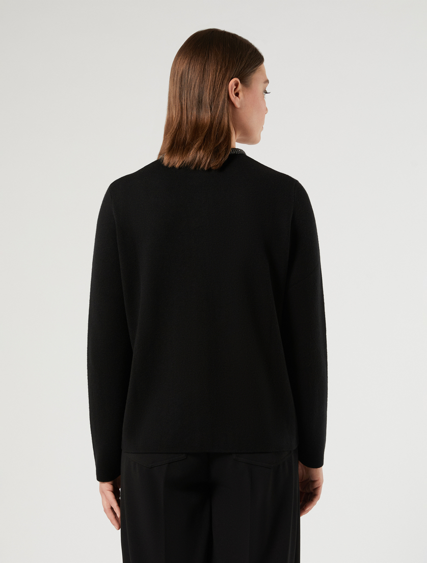 Jacquard wool-blend cardigan - BLACK - Marina Rinaldi - 4