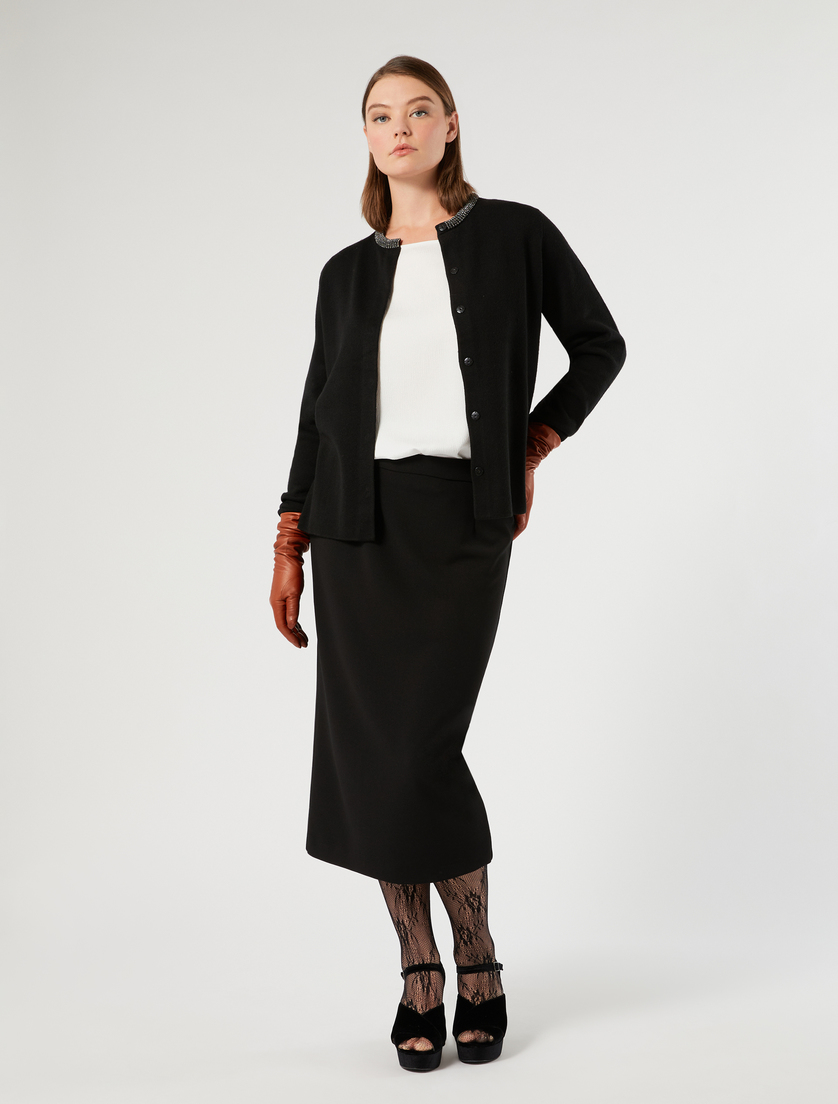 Jacquard wool-blend cardigan - BLACK - Marina Rinaldi - 2