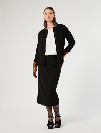 Jacquard wool-blend cardigan - BLACK - Marina Rinaldi - 2