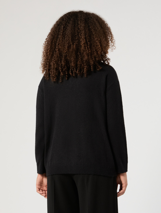 Cardigan in lana e alpaca con strass - NERO - Marina Rinaldi - 4