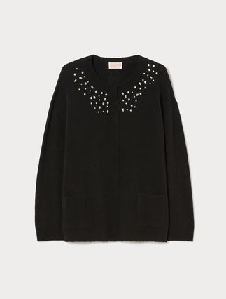 Cardigan in lana e alpaca con strass - Marina Rinaldi