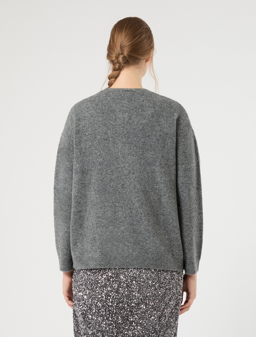 Cardigan in lana e alpaca con strass - GRIGIO MEDIO - Marina Rinaldi - 4