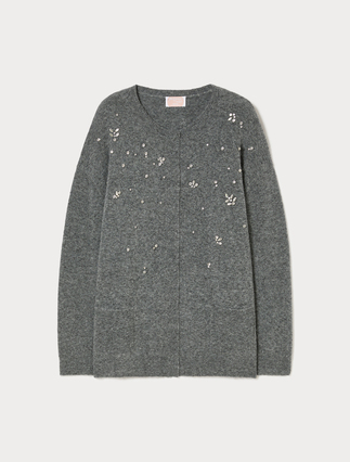 Cardigan in lana e alpaca con strass - Marina Rinaldi
