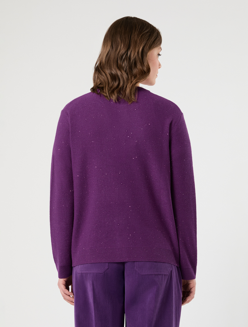 Cardigan in filato con micropaillettes - VIOLA SCURO - Marina Rinaldi - 4