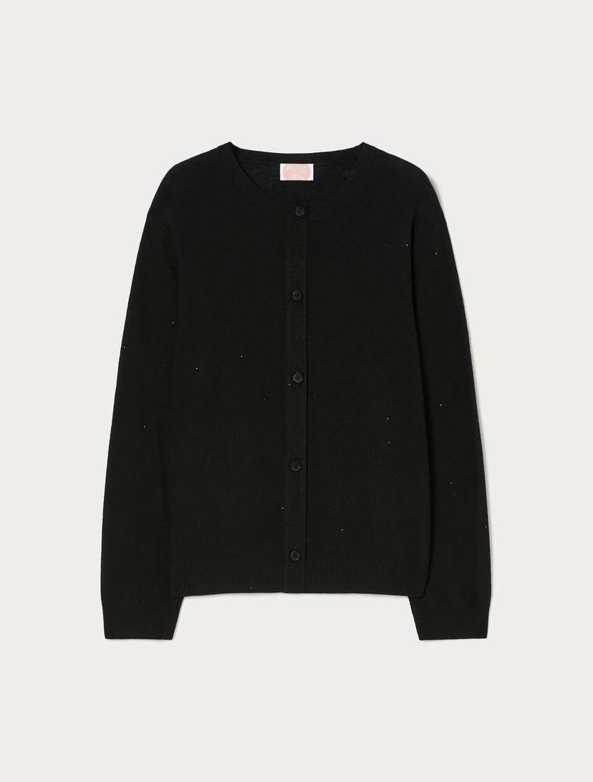 Cardigan in filato con micropaillettes - NERO - Marina Rinaldi