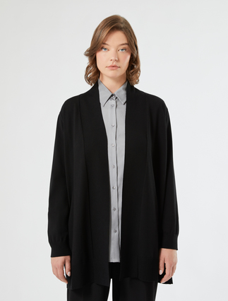 Long viscose cardigan - BLACK