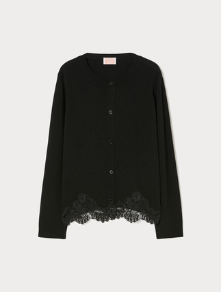 Cardigan aus Wolle mit Spitze - Marina Rinaldi
