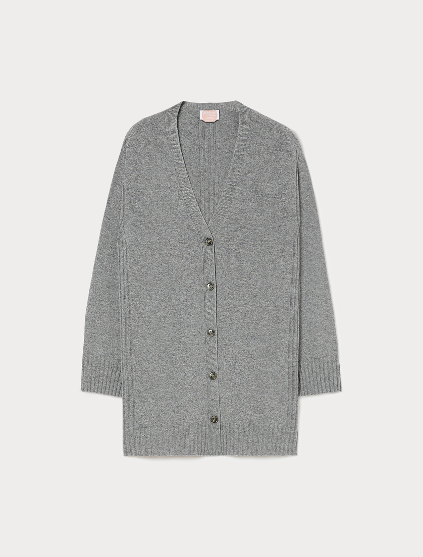 Cashmere-blend cardigan - MEDIUM GREY - Marina Rinaldi