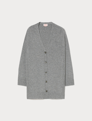 Cashmere-blend cardigan - MEDIUM GREY - Marina Rinaldi - 1