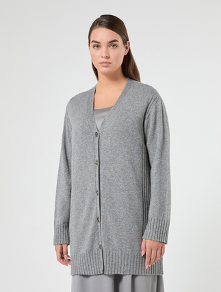 Cashmere-blend cardigan - MEDIUM GREY - Marina Rinaldi - 3
