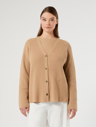 Cashmere-blend cardigan - CAMEL