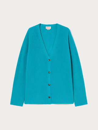 Cashmere-blend cardigan - TURQUOISE - Marina Rinaldi - 1