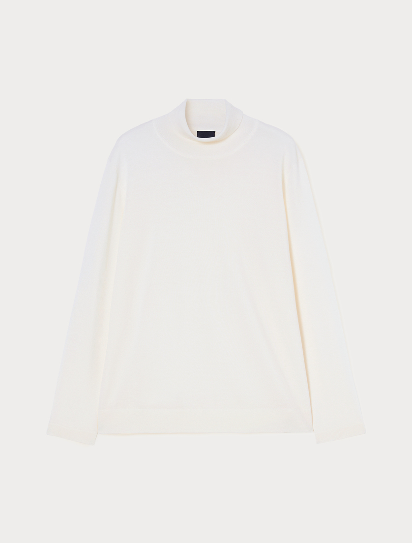 Pure wool polo-neck sweater - WHITE - Marina Rinaldi