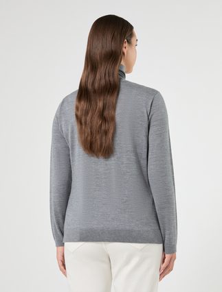Pure wool polo-neck sweater - MEDIUM GREY - Marina Rinaldi - 4