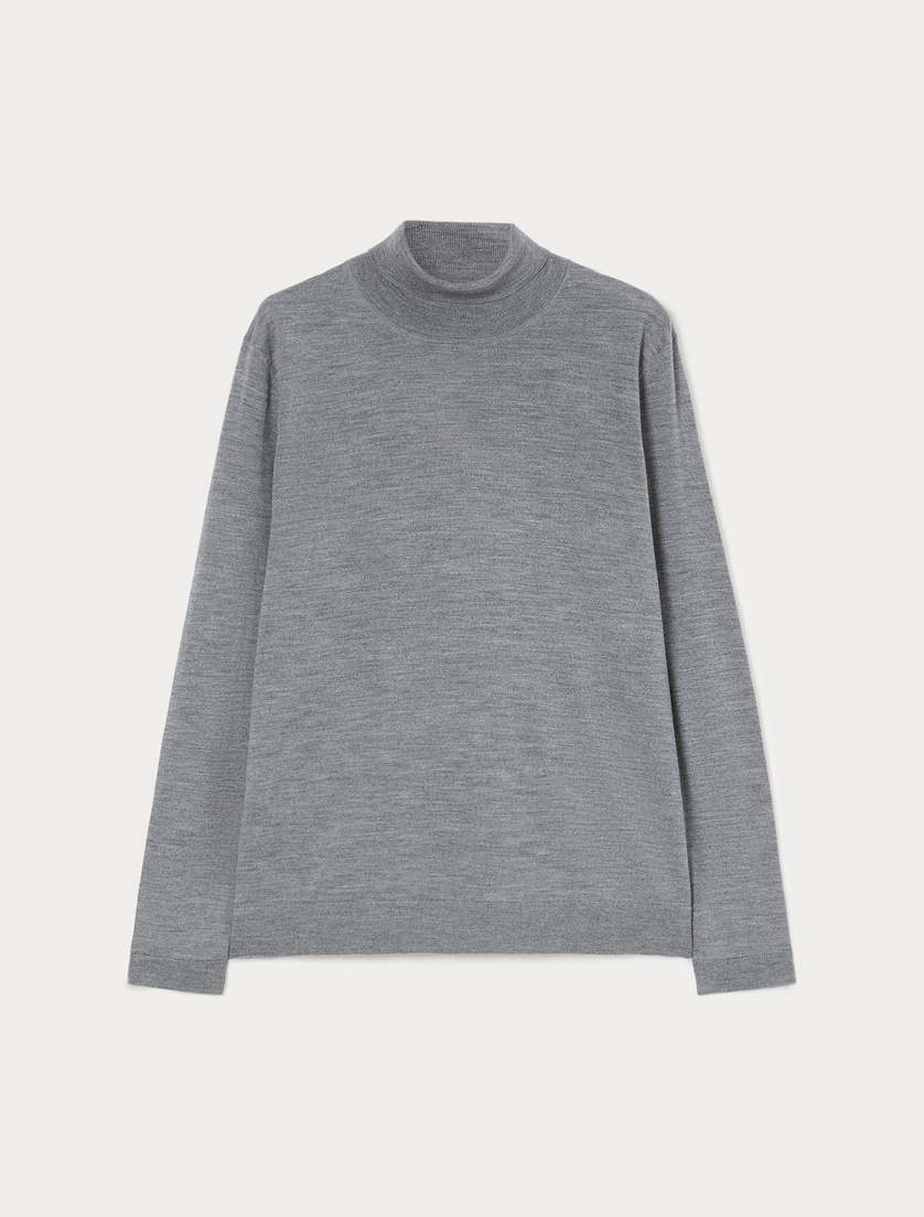 Pure wool polo-neck sweater - MEDIUM GREY - Marina Rinaldi