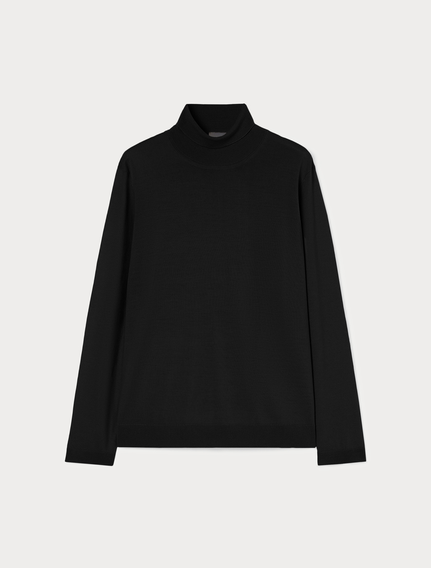 Pure wool polo-neck sweater - BLACK - Marina Rinaldi
