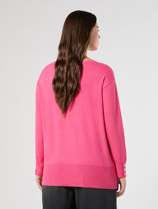 Stretch viscose sweater - RASPBERRY - Marina Rinaldi - 4