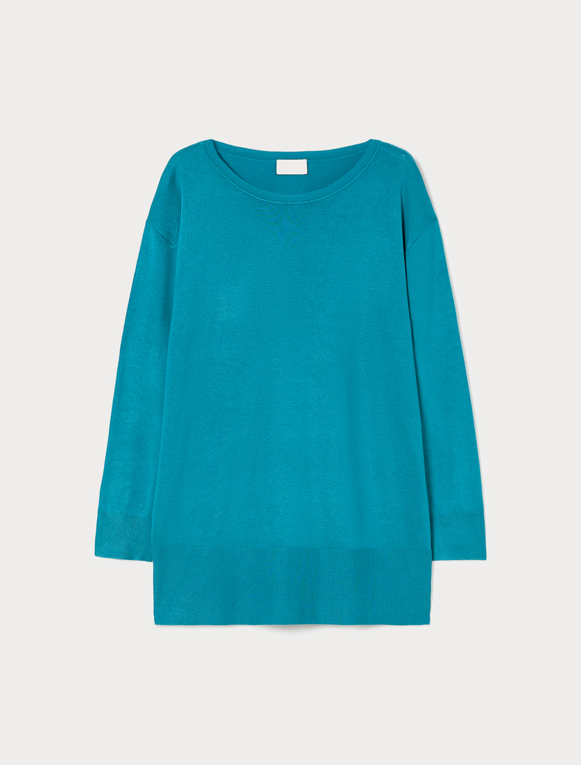Stretch viscose sweater - TURQUOISE - Marina Rinaldi