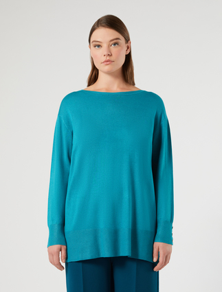 Stretch viscose sweater - TURQUOISE - Marina Rinaldi - 3