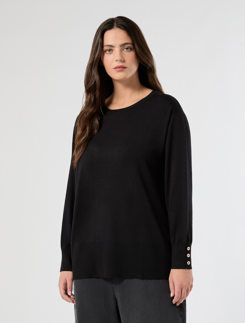 Stretch viscose sweater - BLACK - Marina Rinaldi - 3