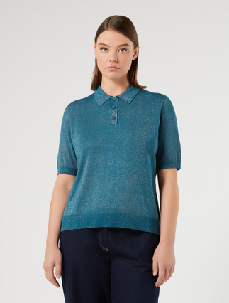 Viscose polo-neck sweater - OIL