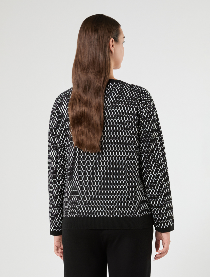 Jacquard wool-blend sweater - BLACK - Marina Rinaldi - 4