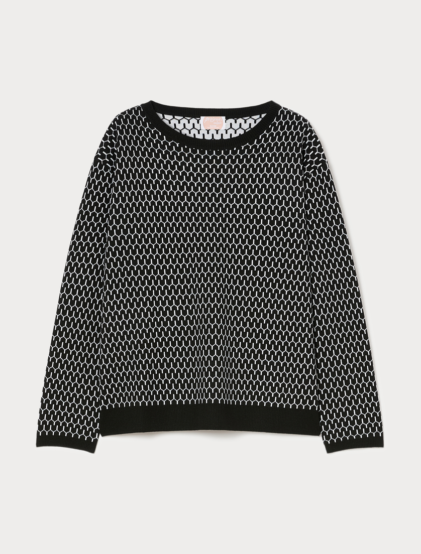 Jacquard wool-blend sweater - BLACK - Marina Rinaldi