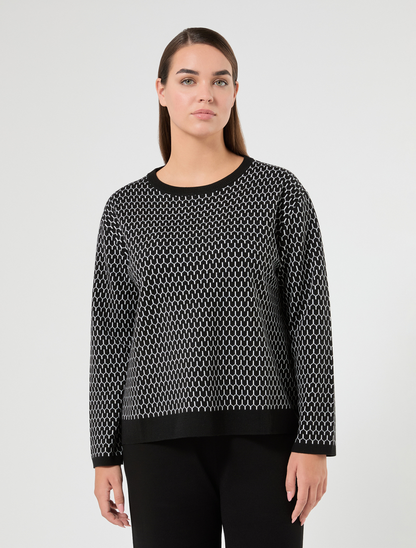 Jacquard wool-blend sweater - BLACK - Marina Rinaldi - 3