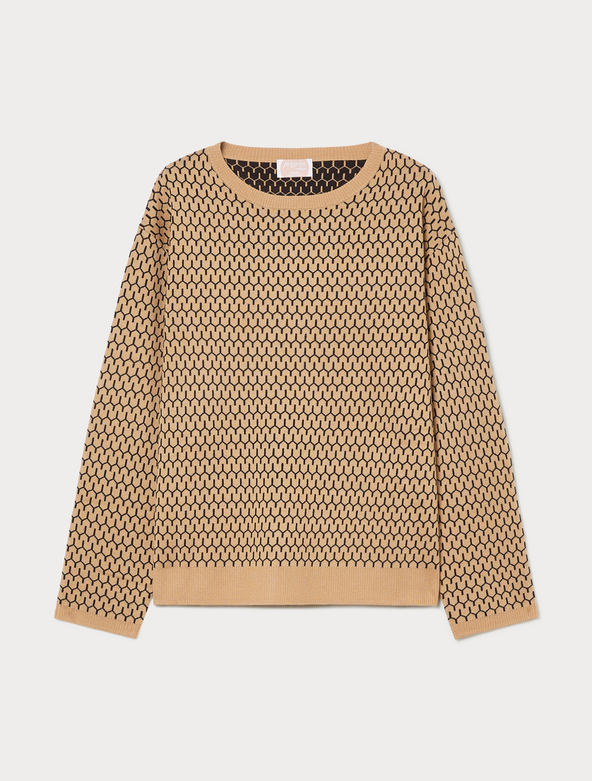 Jacquard wool-blend sweater - CAMEL - Marina Rinaldi