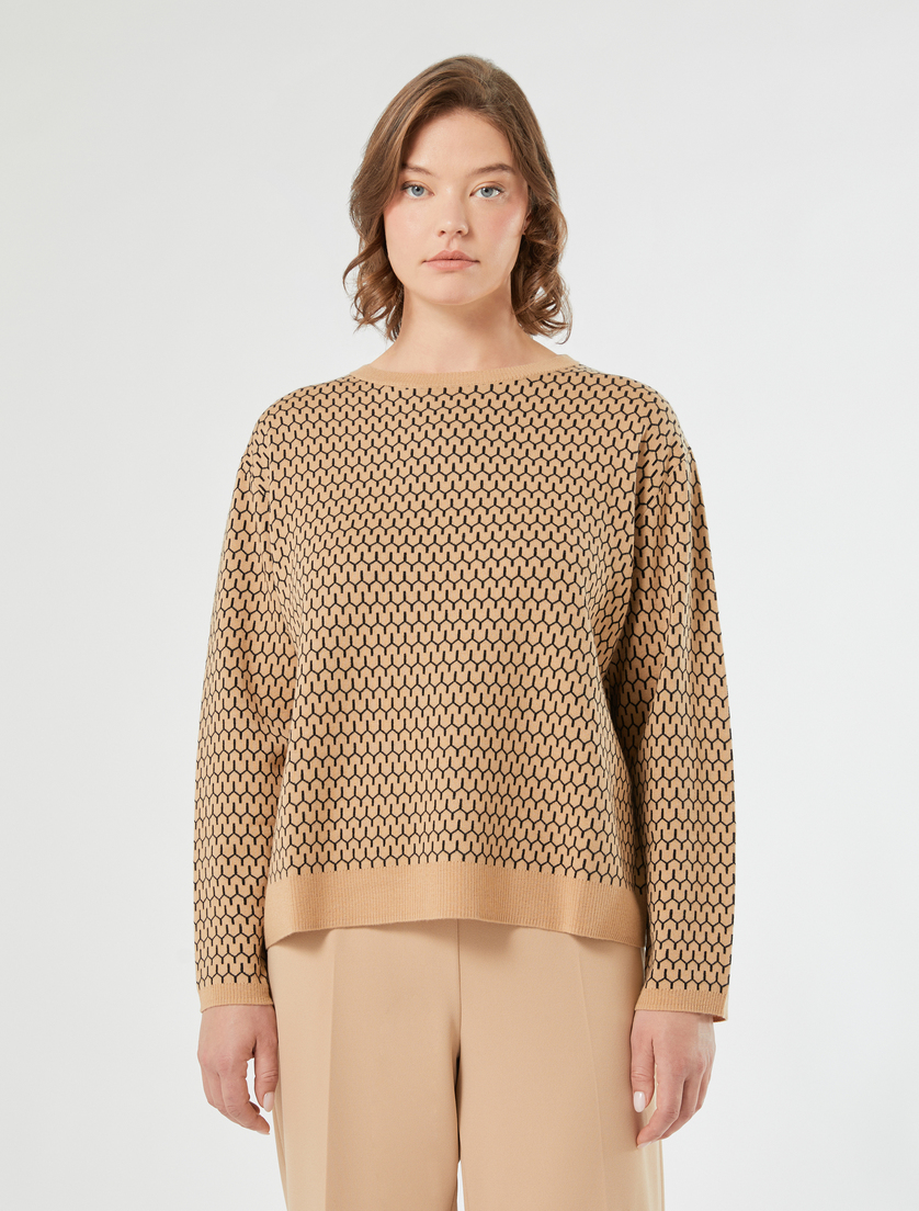 Jacquard wool-blend sweater - CAMEL - Marina Rinaldi - 3