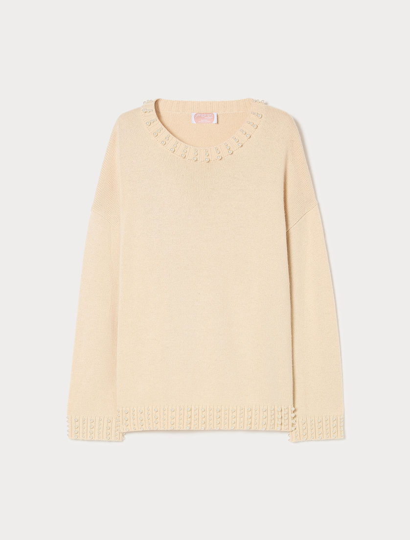 Maglia in misto cachemire con perle - ALBINO - Marina Rinaldi