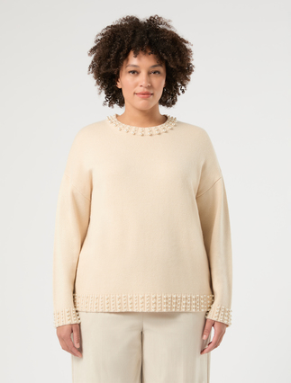 Maglia in misto cachemire con perle - ALBINO - Marina Rinaldi - 3