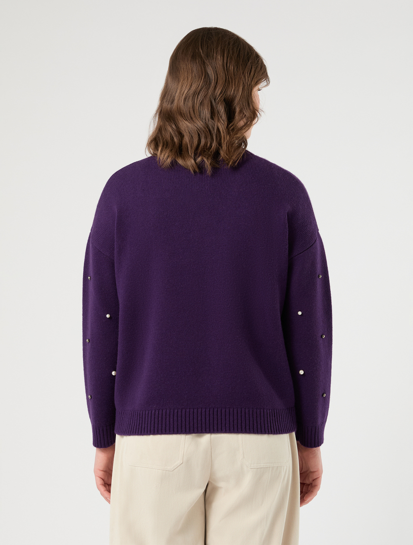 Maglia in misto cachemire con perle - VIOLA SCURO - Marina Rinaldi - 4