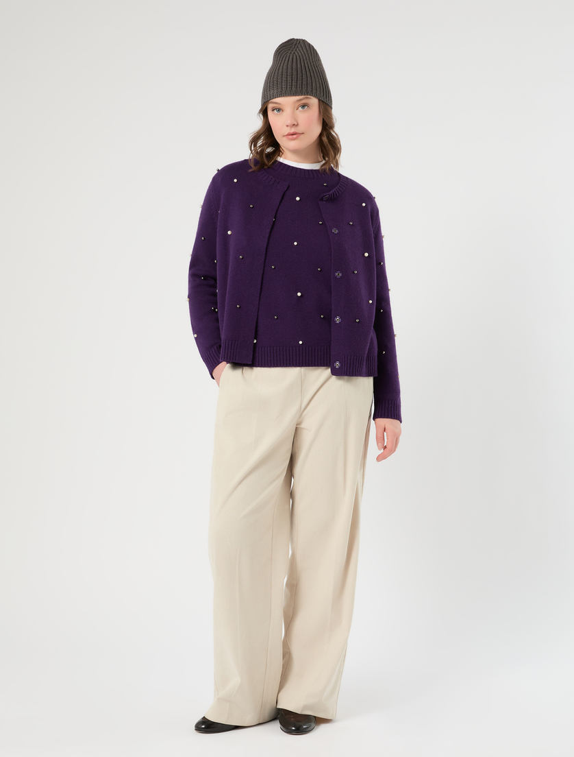 Maglia in misto cachemire con perle - VIOLA SCURO - Marina Rinaldi - 2