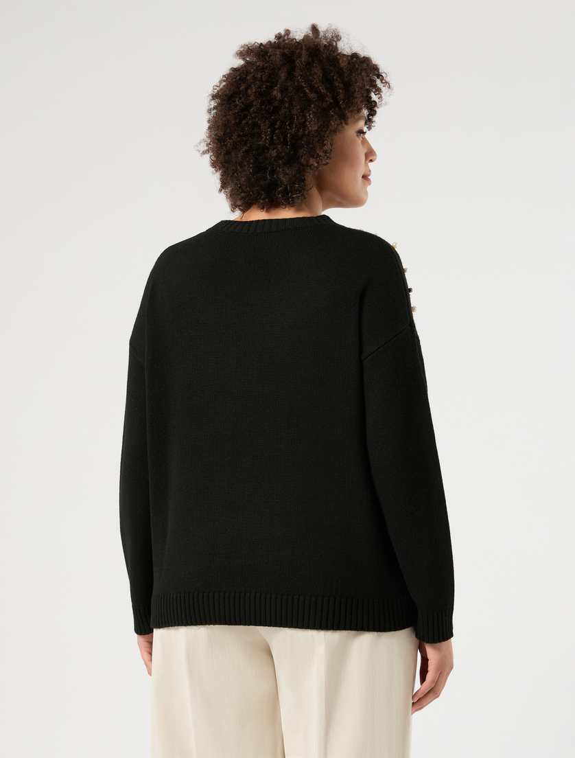 Maglia in misto cachemire con perle - NERO - Marina Rinaldi - 4