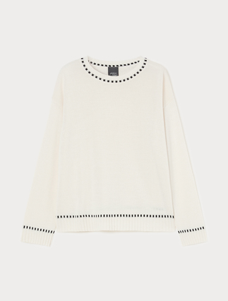 Pull en laine mélangée - BLANC - Marina Rinaldi - 1