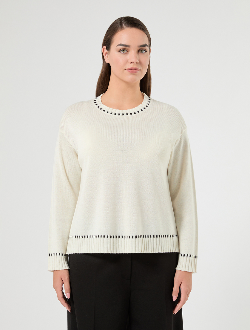 Pull en laine mélangée - BLANC - Marina Rinaldi - 3