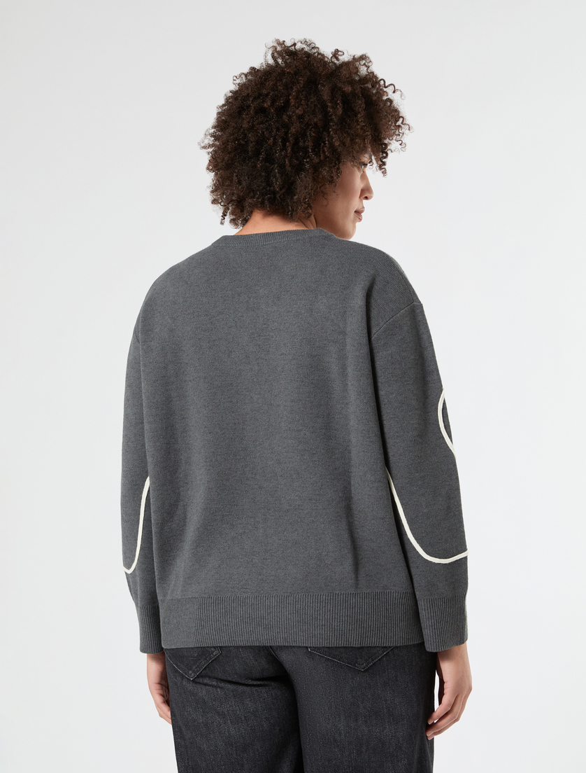 Embroidered wool-blend sweater - MEDIUM GREY - Marina Rinaldi - 4