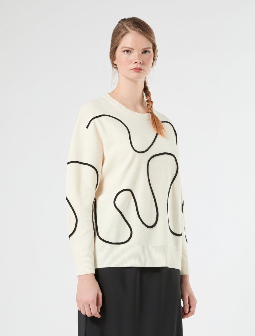 Embroidered wool-blend sweater - WHITE - Marina Rinaldi - 3