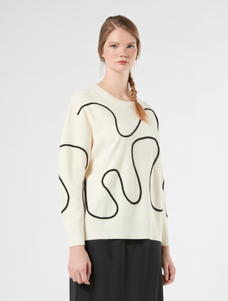Embroidered wool-blend sweater - WHITE - Marina Rinaldi - 3
